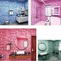 Miniatyrbillede 3 af 4: 1M x 40CM PVC Vandtæt Tapet med Mosaikflisedesign