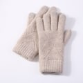 Miniatyrbilde 3 av 11: Varme strikkede hansker med fulle fingre for kvinner og menn, solide ullvotter med berøringsskjerm, tykke varme sykkel- og kjørehansker H46 S128 Light Gray One Size