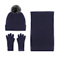 Pikkukuva 8 / 8: Hattu Huivi Käsineet Kolmiosainen Setti Kylmänkestävä Turkistupsu Fleecevuorattu Neulesetti Gray three-piece set
