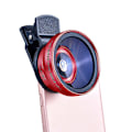 Miniatyrbillede 1 af 9: 2-i-1 Super Vidvinkelobjektiv Mobiltelefon Makro HD Kameraobjektiv Til iPhone 13 12 11 8 XS Huawei Xiaomi Samsung Makro Fisheye-objektiv Red