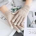 Miniatyrbild 1 av 11: Cashmere Stickade Damhandskar Vinter Cashmere Stickade Dam Höst Vinter Varma Tjocka Handskar Pekskärm Skidhandskar khaki One Size