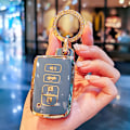 Miniatyrbild 1 av 10: 4 Knappar Bilnyckelfodral Skydd För Toyota Camry Corolla RAV4 Highlander Avalon 2015 - 2017 Smart Kontroll Skydd Skal Hållare grey keyring