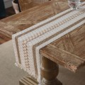 Miniatyrbilde 1 av 11: Bordløper i bomull og lin, stripet søm, to-farget vevd dusk, naturlig materiale, amerikansk duk Three hemp string 30*400 (including tassels)