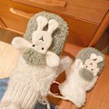 Miniatyrbillede 1 af 11: Bjørn Broderi Bløde Plys Handsker Kvinder Vinter Varme Tykke Fingerløse Vanter Piger Studenter Udendørs Varmer Gaver Håndbeskyttere EB One Size