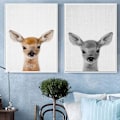Miniatyrbillede 1 af 4: Wekity Hjort Vægkunst Lærredsprint Plakat, Simpel Mode Fotografi Kunstindretning til Hjemmet Stue Soveværelse Kontor og Børneværelse (Sæt med 2 Uindrammede)