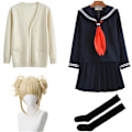 Pikkukuva 9 / 10: Anime My Hero Academia Boku No Hero Academia Cosplay-asu Himiko Toga JK-univormu Villapaita Takki Halloween-vaatteet A1 One size M