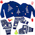Miniatyrbild 4 av 4: Julpyjamas Matchande Familj Pyjamas Set Lång Pyjamas Träd Isbjörn Snöflinga Tryck Förälder-Barn Hemmakläder Set Dark Blue 140cm