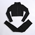 Miniatyrbild 8 av 11: Yoga Set Träningskläder gym fitness för damer träningsdräkt 3 Pcs set black gray M