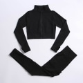 Pikkukuva 8 / 11: Joogasetti treenivaatteet kuntosalille naisten verryttelypukuun 3 Pcs set black gray M