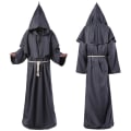 Pikkukuva 1 / 11: Keskiaikainen Halloween Kristillinen Munkki Pappi Kaapu Noita Velho Viitta Juhlat Kuolema Kummitus Vampyyri Paholainen Demoni Cosplay Puku Aikuisille Gray L