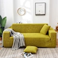 Miniatyrbild 10 av 11: Enfärgad Universal Sofföverdrag för Alla Årstider, Nordisk Trendig Stickad Stretch Allomfattande Sofföverdrag Dammtät Soffkudde Lafite red M [double length within 145-185cm]]