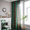 Miniatyrbillede 1 af 6: Ternet Syning Gardiner Jul Rød Amerikansk Gardiner Red Christmas grid-hook 150*260