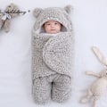 Miniatyrbillede 4 af 11: Bløde nyfødte baby-svøb tæpper baby sovepose kuvert til nyfødt sovepose bomuld tykkere kokon til baby 0-9 måneder red-Fleece 9M