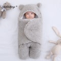 Pikkukuva 4 / 11: Pehmeät vastasyntyneen vauvan kapalointipeitot vauvan makuupussi kirjekuori vastasyntyneelle unipussi puuvilla paksuuntunut kotelo vauvalle 0-9 kuukautta gray-Fleece 0-3M