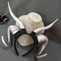 Miniatyrbilde 6 av 6: Håndlaget Heks Gotisk Lolita Sauehorn Hodebånd Hårbånd Tilbehør Cosplay Halloween Hodeplagg Prop White
