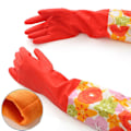 Miniatyrbild 1 av 4: Vattentät hushållsdiskhandskar Vatten- och dammtäta rengöringshandskar i gummi Red FREE SIZE