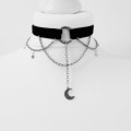 Miniatyrbild 6 av 11: Svart Halvmåne Choker Halsband Gotisk Grunge Svart Sammet Smycken Underbar Dam Hänge Gåva Gotisk Uttalande Goth Ny MULTI