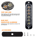 Miniatyrbild 3 av 11: LED-blixtljus Blinkande grilljus Bil nödljus 6LED VARNINGSLJUS polisbelysning för bil LASTBIL strobe LED-ljus 12v 24v white 1 piece