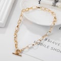 Miniatyrbillede 2 af 11: Tykk Kæde Toggle Lås Halskæder Blandede Sammenkædede Cirkel Halskæder til Kvinder Minimalistisk Choker Halskæde Hot Smykker IPA0490-2