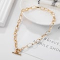 Miniatyrbillede 2 af 11: Tykk Kæde Toggle Lås Halskæder Blandede Sammenkædede Cirkel Halskæder til Kvinder Minimalistisk Choker Halskæde Hot Smykker IPA0491-1