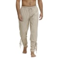 Miniatyrbild 6 av 11: Piratbyxor för män Renässans Medeltida Viking Kostym Dragsko Shorts Halloween Vuxen Cosplay DarkBrown XS