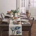 Miniatyrbillede 3 af 11: Blå Tulipan Bordløber til Spisebord Køkkenindretning Pletafvisende Spisebordsdug Rektangulær Bordløber 200-33cm 78-13inch LXM10482