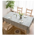 Miniatyrbilde 6 av 11: Duske Cotton Linen Ensfarget Rutete Støvtett Duk Rektangulær Duk Red 140*240cm