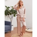 Miniatyrbild 1 av 4: Dam Pyjamas Loungewear Badrockar Morgonrockar Hemmakläder Byxor Långärmad Kostym Enfärgad Champagne L