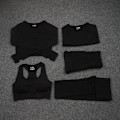 Miniatyrbild 5 av 11: Yoga Set Träningskläder Gym Sport Löpning Träningskläder För Kvinnor Black 3 pcs M