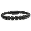 Miniatyrbild 1 av 8: Fashion Personlighet Herr Stenpärlarmband Läderrep Magnetlås Armband Volcanic rock