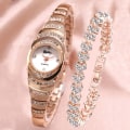 Miniatyrbillede 7 af 11: Luksuriøst diamantbesat stjerne-elegant quartz ur-sæt med diamanter Style eight suit with box