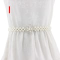Miniatyrbilde 10 av 11: Kjede belte kjole dame elegant perle elastisk midjebelte hvitt belte stretch Like the picture K