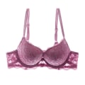 Miniatyrbild 2 av 4: Sexig Push Up BH Djup V Urringning BH Tjock Bomull Kvinnor Underkläder Spets Lila Broderi Blommor Lingerie Blue 70B