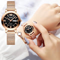 Miniatyrbillede 4 af 11: Quartz Ur Ikke-Mekanisk Dameur Lysende Vandtæt Dobbelt Kalender Kvinde Studerende Stålrem Ur Rose gold face