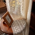 Miniatyrbillede 4 af 6: Boho Chic Beige Hæklet Strikkede Gardiner til Soveværelse Bomuld Linned Udhulet Retro Bondehus Terrasse Vinduesgardiner as picture 1pcs W100xH150 cm