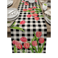 Miniatyrbild 7 av 11: Blå Tulpan Bordslöpare för Matbord Köksinredning Fläckresistent Matbordsduk Rektangulär Bordslöpare 200-33cm 78-13inch 02