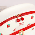 Miniatyrbillede 3 af 4: Pennehus med stor kapacitet, kirsebær, dobbelt lag, bærbar jordbær-kærlighed PU-pennetaske Strawberry