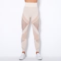 Pikkukuva 8 / 10: Eurooppalaiset ja amerikkalaiset saumattomat neulotut seksikkäät raidat kosteutta siirtävät joogahousut urheiluun juoksuun fitness-housut naisille 6301 trousers-Brown S