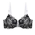 Pikkukuva 1 / 4: Plus-koon pitsiliivit naisille, Bralette-alusvaatteet, seksikkäät alusvaatteet, push-up säädettävä rintaliivi Black 80C