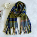 Miniatyrbild 1 av 2: Koreansk Samma Design som Designer Ader Stitching Cashmere Pläd Scarf Unisex Vinter Varm Haklapp Sjal Mustard green plaid 184*49cm