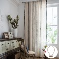 Miniatyrbillede 6 af 6: Boho Gardiner Geometrisk Stribede Gardiner Soveværelse Stue Panel med Kvaster Linned Gardiner Færdig Drapering Boligindretning A W150xL200cm