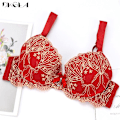 Miniatyrbild 1 av 4: DKGEA Broderad Push Up BH Sexig Röd Dam Underkläder A B C Kupa Red 80C