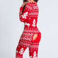 Miniatyrbild 3 av 4: Dam Pyjamas Jumpsuit En-delat Tryck Julpyjamas Långärmad Nattkläder Grey S