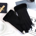 Miniatyrbilde 9 av 9: Dame Vinterhansker Varme Skjerm Dame Pels Hansker Full Finger Votter Hanske Kjøring Vindtett Gants Hiver Femme Guantes Pink One Size