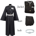 Miniatyrbild 1 av 5: Demon Slayer Kimetsu No Yaiba Cosplay Kostymer Tokitou Muichirou Svart Kjol Vuxen Barn Halloween Kostym Peruk Dräkt style1 XL