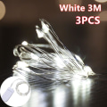 Miniatyrbilde 1 av 11: 3 stk. Stjernefylt Romantisk LED Gardinlys for Juletre/gave/Hjem/Girlander/Dekorasjon White 3M-3PCS