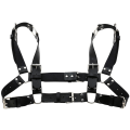 Miniatyrbillede 3 af 11: Kvinder Mænd Sexet Punk Brystsele Justerbar Bur Metal Kropskæde PU Læder Choker Statement Halskæde Fest Clubwear Black