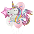 Pikkukuva 1 / 11: Yksisarvisen kertakäyttöastiat Yksisarvisjuhlatarvikkeet Paperilautaset Mukit Servetit Yksisarvisen syntymäpäiväjuhlakoristeet Babyshower Tyttö Number5 Set