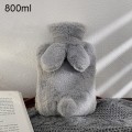 Miniatyrbild 1 av 11: 300/500/800ml Varmvattenflaska Mjukt Överdrag Kaninform Söt Varmvattenpåse Håller Värmen på Vintern Bärbar Handvärmare Light Gray-800ml