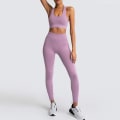 Miniatyrbillede 7 af 11: Yoga Sæt Dame Leggings + BH'er Dame Træningstøj Sportsdragter 03Red Set M